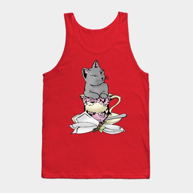 Teacup Kitty Tank Top by steffirae